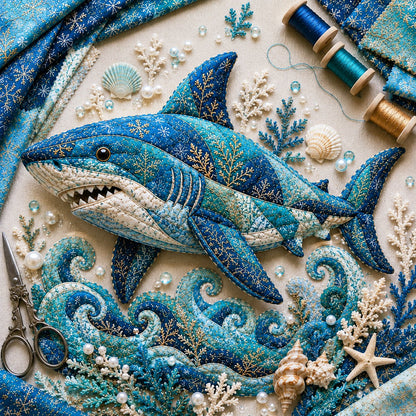 🌊🧵 Premium Ocean Patchwork DIY Kit | High-Quality Layered Fabric with Stitched Details DIY Handmade Coastal Decor 🐚✨