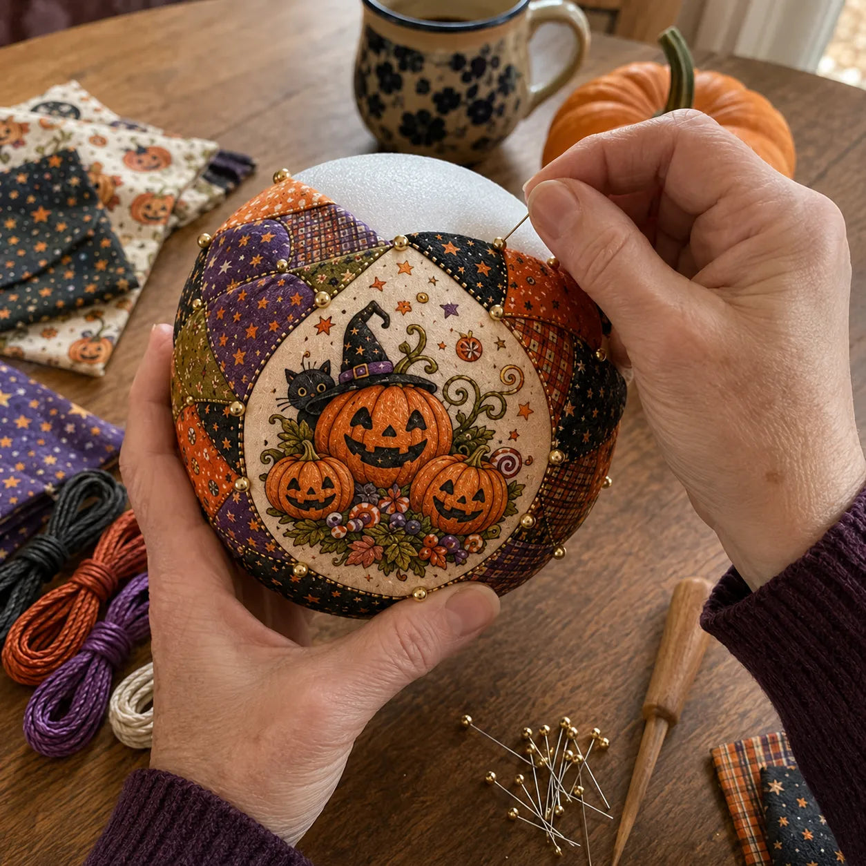 ⏳ Last Day 49% OFF – 🎃 Beginner-Friendly DIY Halloween Classics Patchwork Ornament Kit Collection | Complete Kit with Coordinated Fabrics, Ornament Form, Spooky Accents & Step-by-Step Guide Included 💕