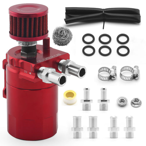 🔥HOT SEAL🔥Universal 300ML Baffled Oil Catch Can Tank Kit w/ Breather Filter & Steel Wool