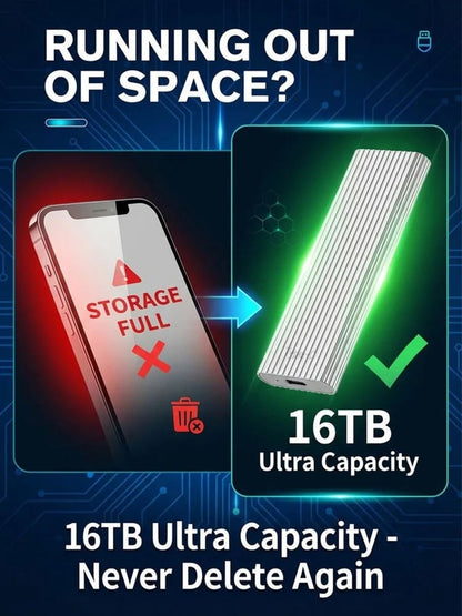 ⚡💾 Ultra-Portable 16TB Mini SSD — Fast Type-C Storage On the Go