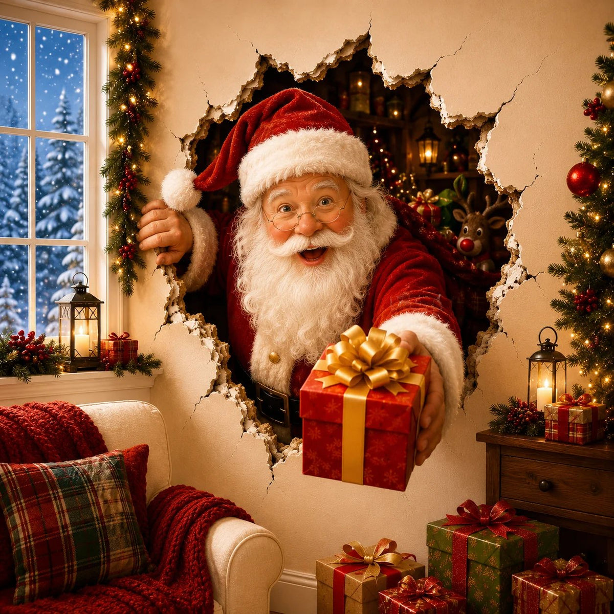 🎉 50% OFF | 🎅 Christmas Break-Through Wall Decal – 8 Designs