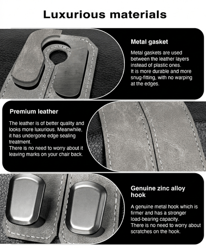 🚗360° Rotating Leather Car Headrest Hooks