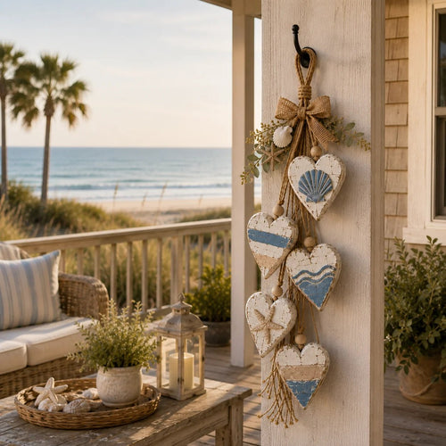 🩵 3D Solid Wood Lighted Hanging Heart Wall Decor – Remote-Controlled Rustic Farmhouse Decoration 🌊🎁BUY 2 FREE SHIPPING