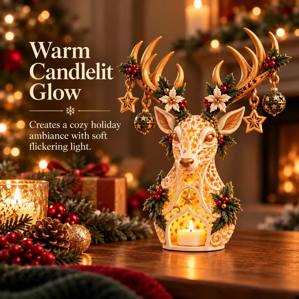 🦌 Starlit Reindeer Christmas Tealight Holder