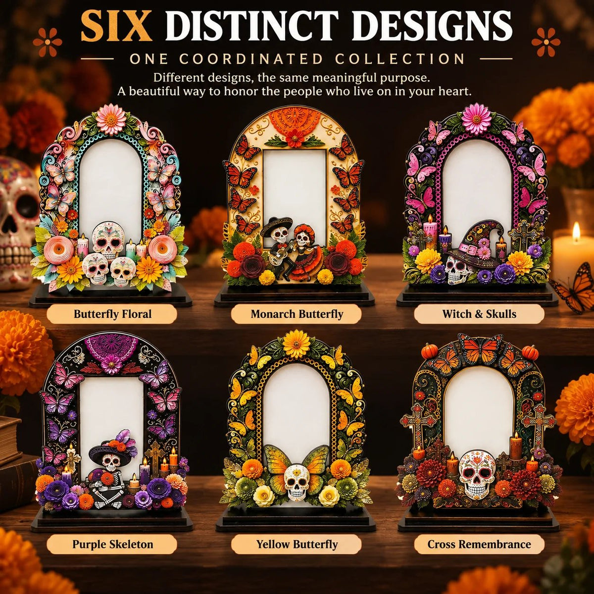 Día de Muertos Memorial Photo Frames – 6 Wooden Designs