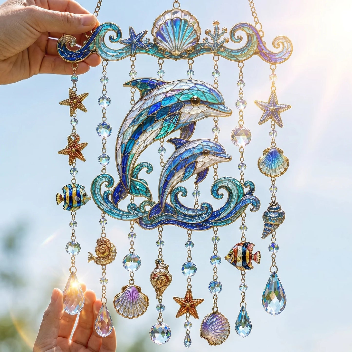 🔥LAST DAY 50% OFF 🐋🐢🐬Ocean-Themed Acrylic Wind Chime – 🌊Bring the Ocean Glow to Your Garden (2D)