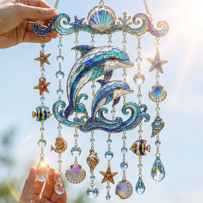 🌊Ocean-Themed Crystal Wind Chime – ✨Bring the Ocean Glow to Your Garden