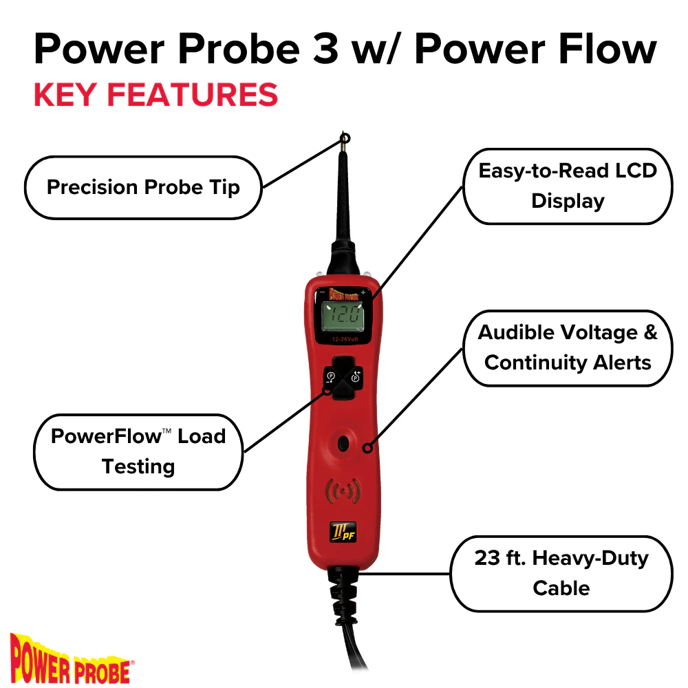 POWER PROBE Circuit Tester: Circuit Tester, Electrical Circuits, 12 to 24V, Brass, Rubber