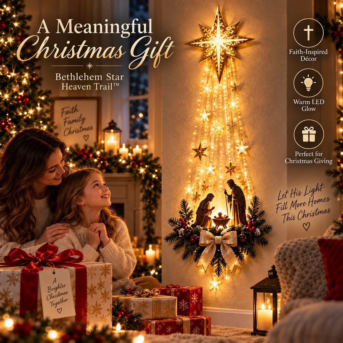✨✝️ Bethlehem Star of Faith™ – Lighted Nativity Wall Decor✝️