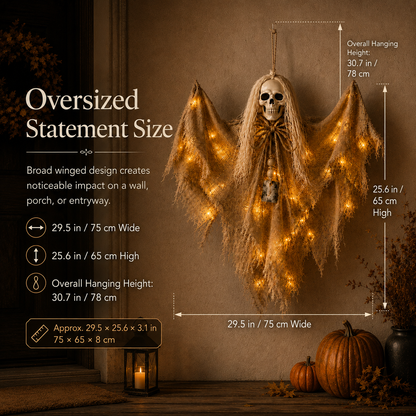 Lighted Winged Skeleton Ghost Halloween Décor
