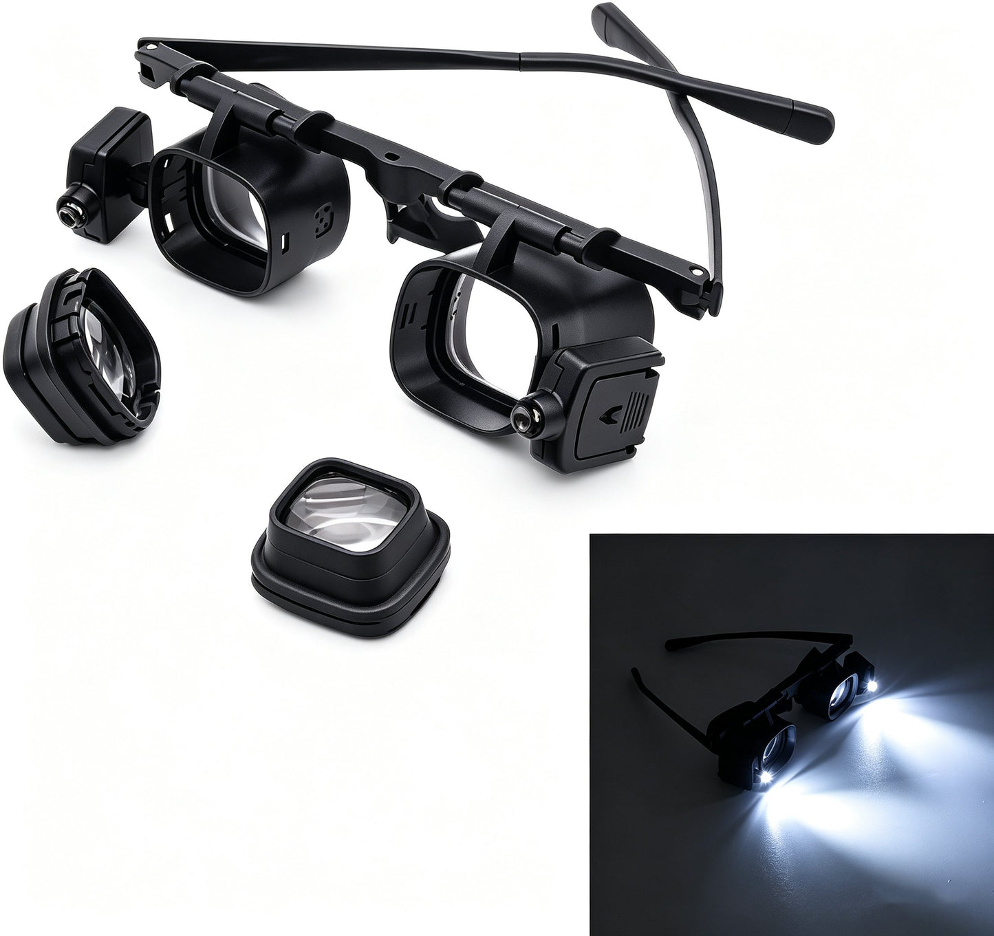 Head Mount Glass 2 4 6 12 24X Eye Loupes with LED Light
