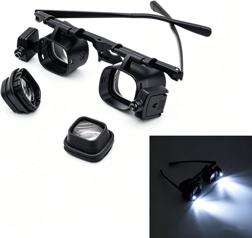 Head Mount Glass 2 4 6 12 24X Eye Loupes with LED Light
