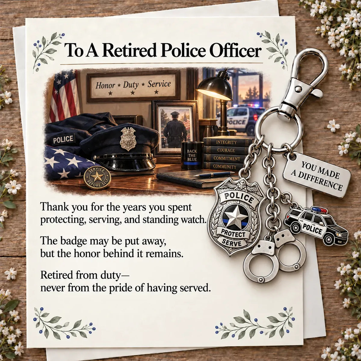 ✨ The 'You Make a Difference' Retirement Appreciation Gift Set – Keychain & Greeting Card ✨