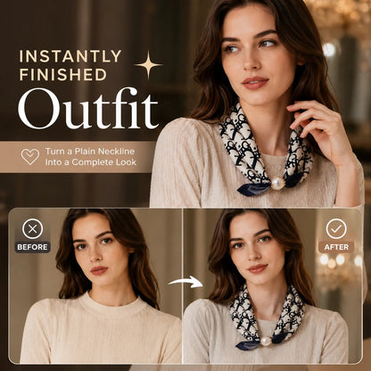 ✨ Effortless Glamour: Pop-On Pearl Necklace Scarf 🧣