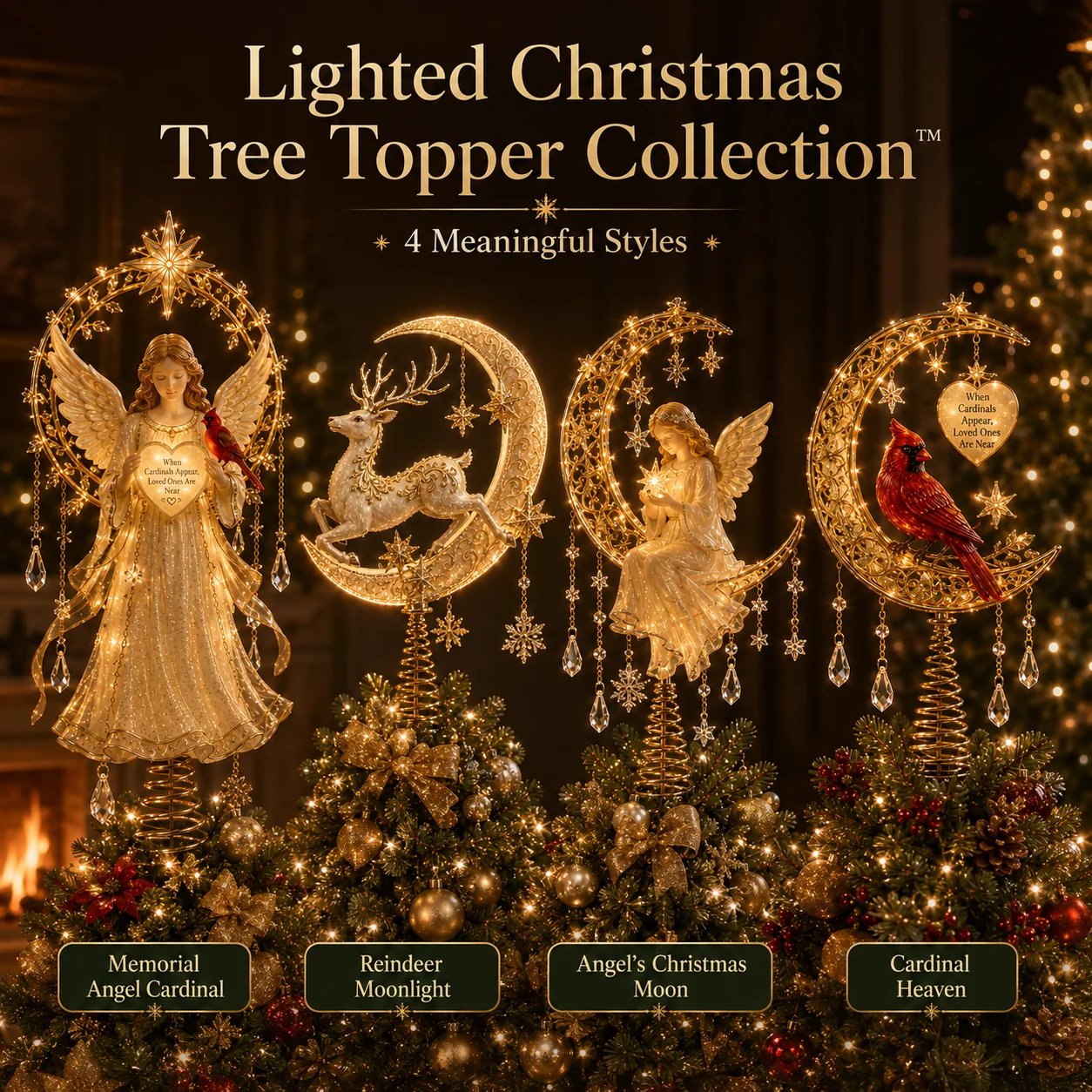 🎄 Meaningful Christmas Tree Topper Collection – Lighted Holiday Keepsakes