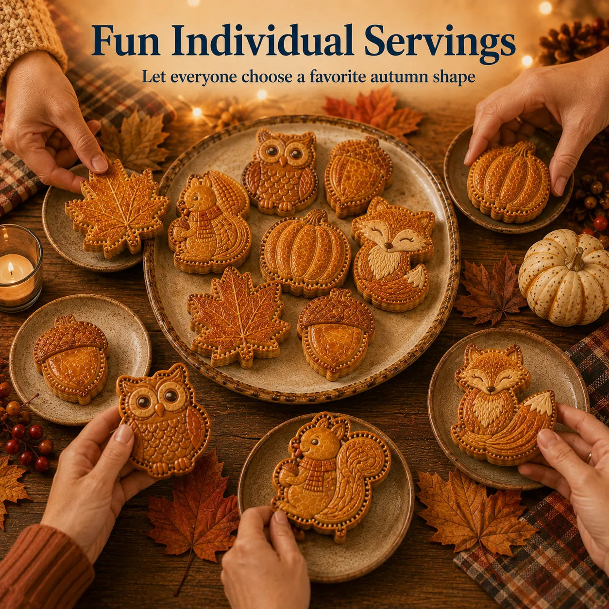 ⏳ Last Day 49% OFF – 🍂 8-Design Fall Mini Pie Mold Collection | Reusable Embossed Molds for Shaping Detailed Owl, Fox, Turkey, Pumpkin, Acorn & More 🥧✨