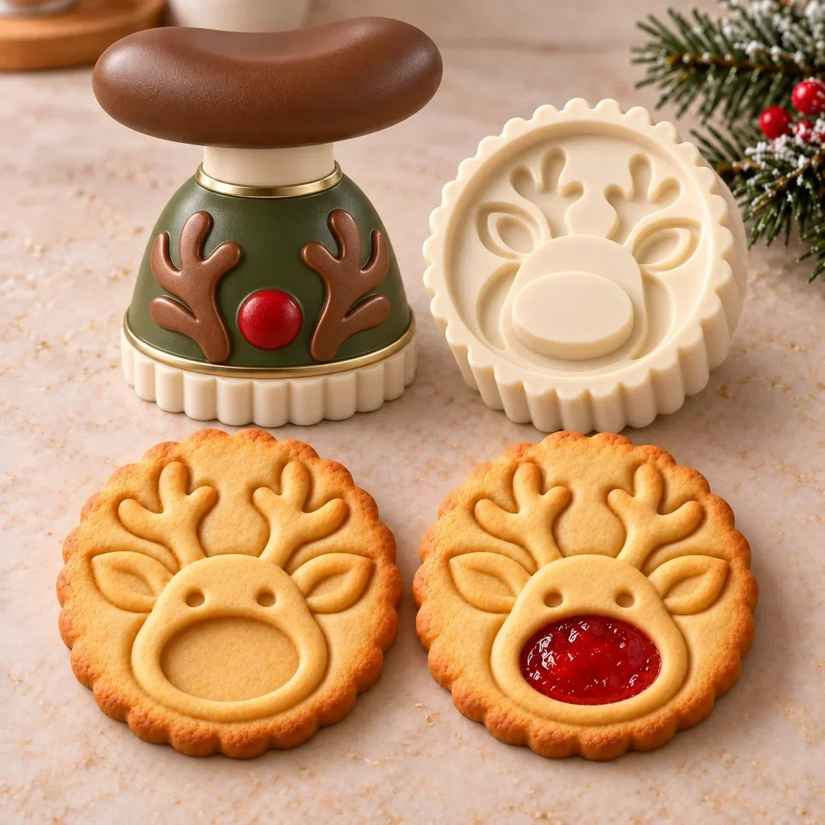 🍪 Christmas Cookie Press with Jam-Fill Center — Make Holiday Baking More Creative and Fun