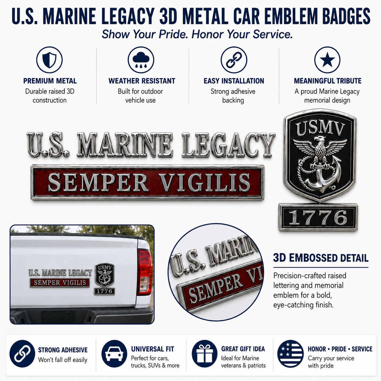 🇺🇸 Last Day Promo: 49% OFF -🎖️U.S. Military Veteran Car Emblem Metal Badge Collection