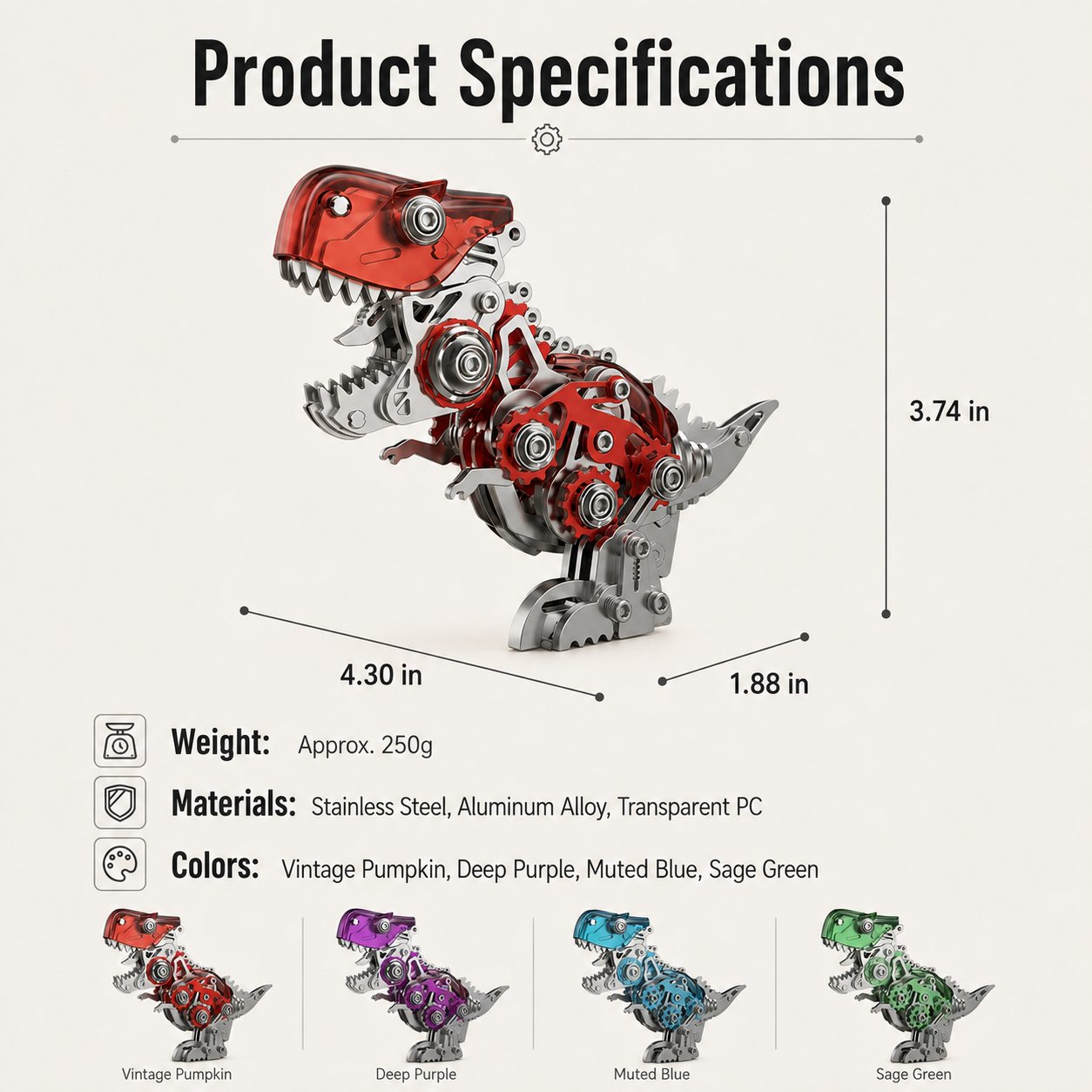 🦖⚙️Steampunk T-Rex Mechanical Assembly Model,