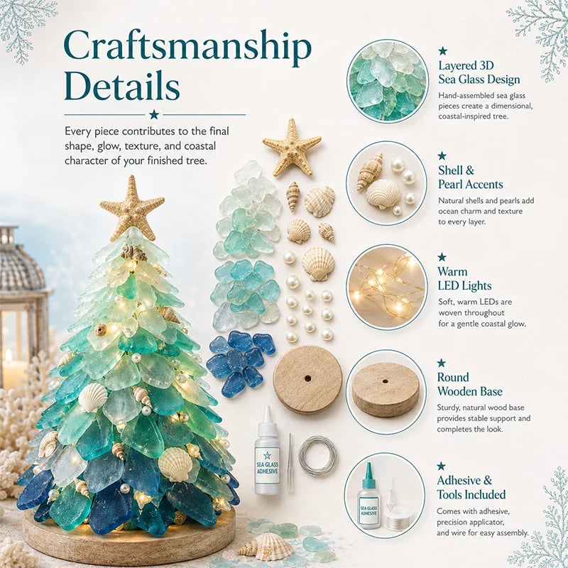 ⏳ Last Day 49% OFF – 🌊 Beginner-Friendly DIY 3D Lighted Sea Glass-Style Art Kit Collection | Complete Kit with Sea Glass-Style Pieces, LED Lights & Step-by-Step Guide Included 💕