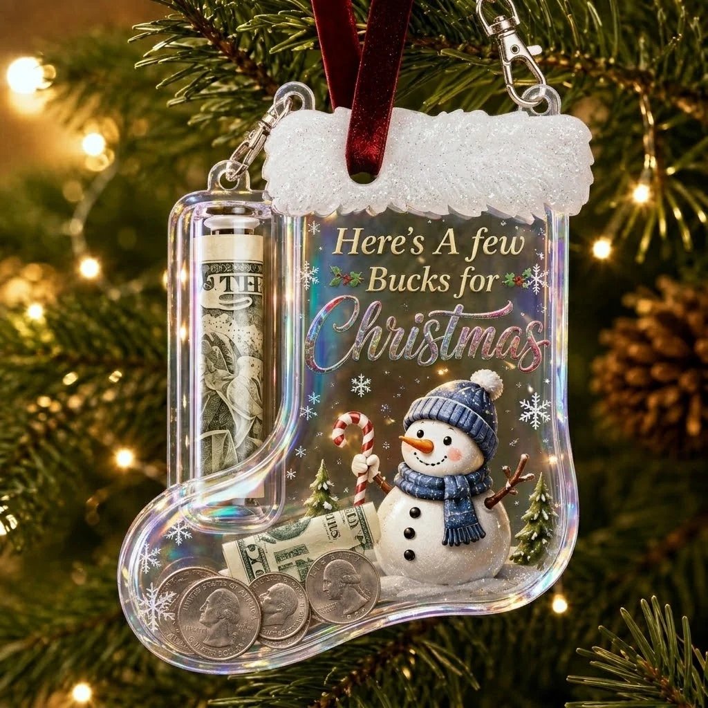 🎄Christmas Stocking-Shaped Money Gift Ornament – “Here’s A Few Bucks” Cash & Coin Holder