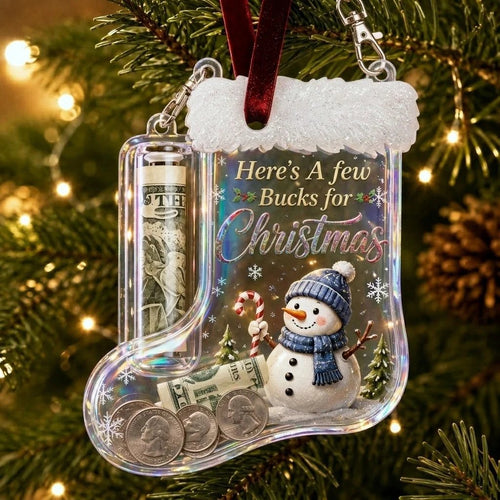 🎄Christmas Stocking-Shaped Money Gift Ornament – “Here’s A Few Bucks” Cash & Coin Holder