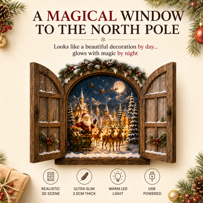 Santa’s Secret Window Light – 3D Lighted Christmas Wall Decor