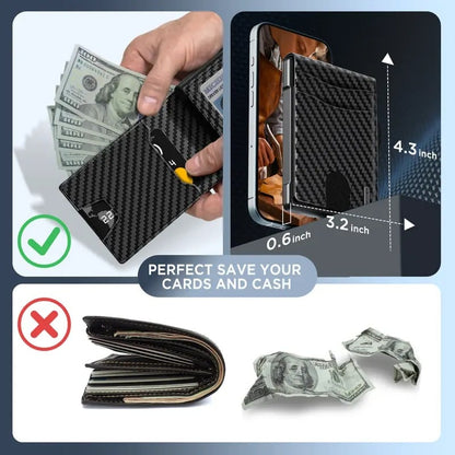 ✨UMOVEN® Pop-Up Aluminum Wallet for Men – RFID Blocking, Slim Leather Slots, Cash Clip & ID Window, Gift Box Included