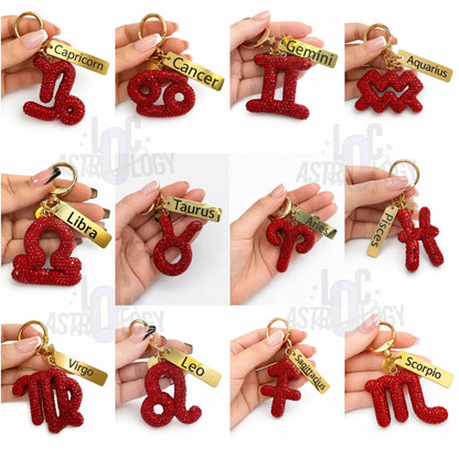 🔥LAST DAY 49% OFF-  Zodiac Bedazzled Bag Charm & Keychain