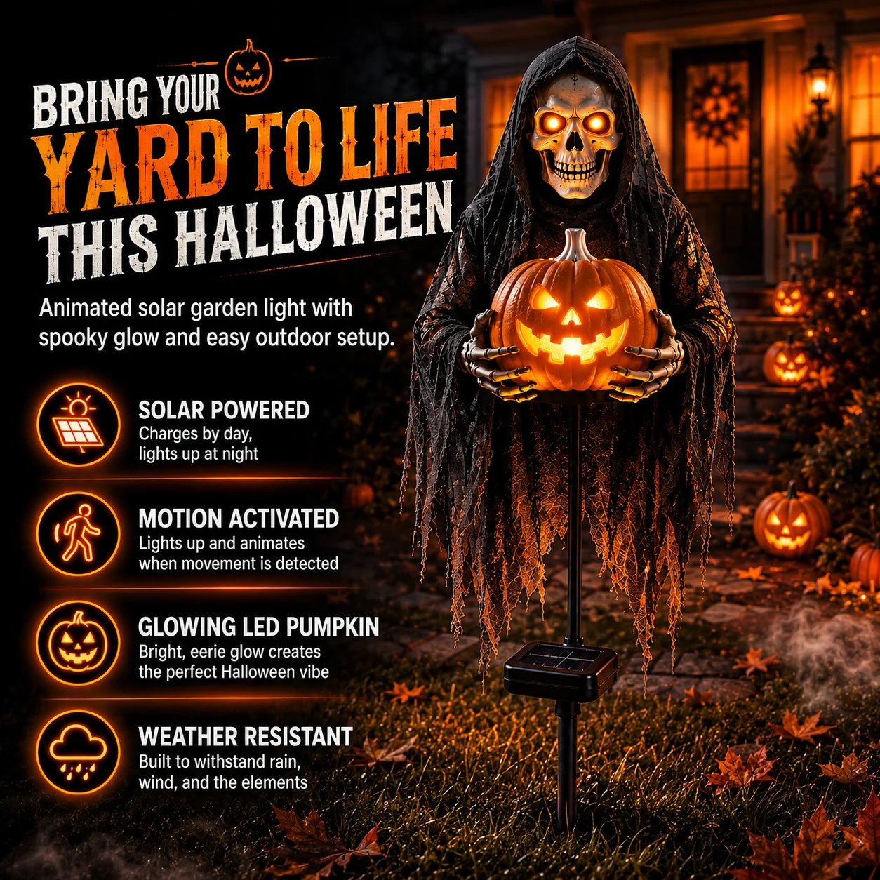 🎁 HEUTE 49 % SPAREN! 🎁💀 Soul Collector™ Pumpkin Edition Animated Halloween Yard Decoration
