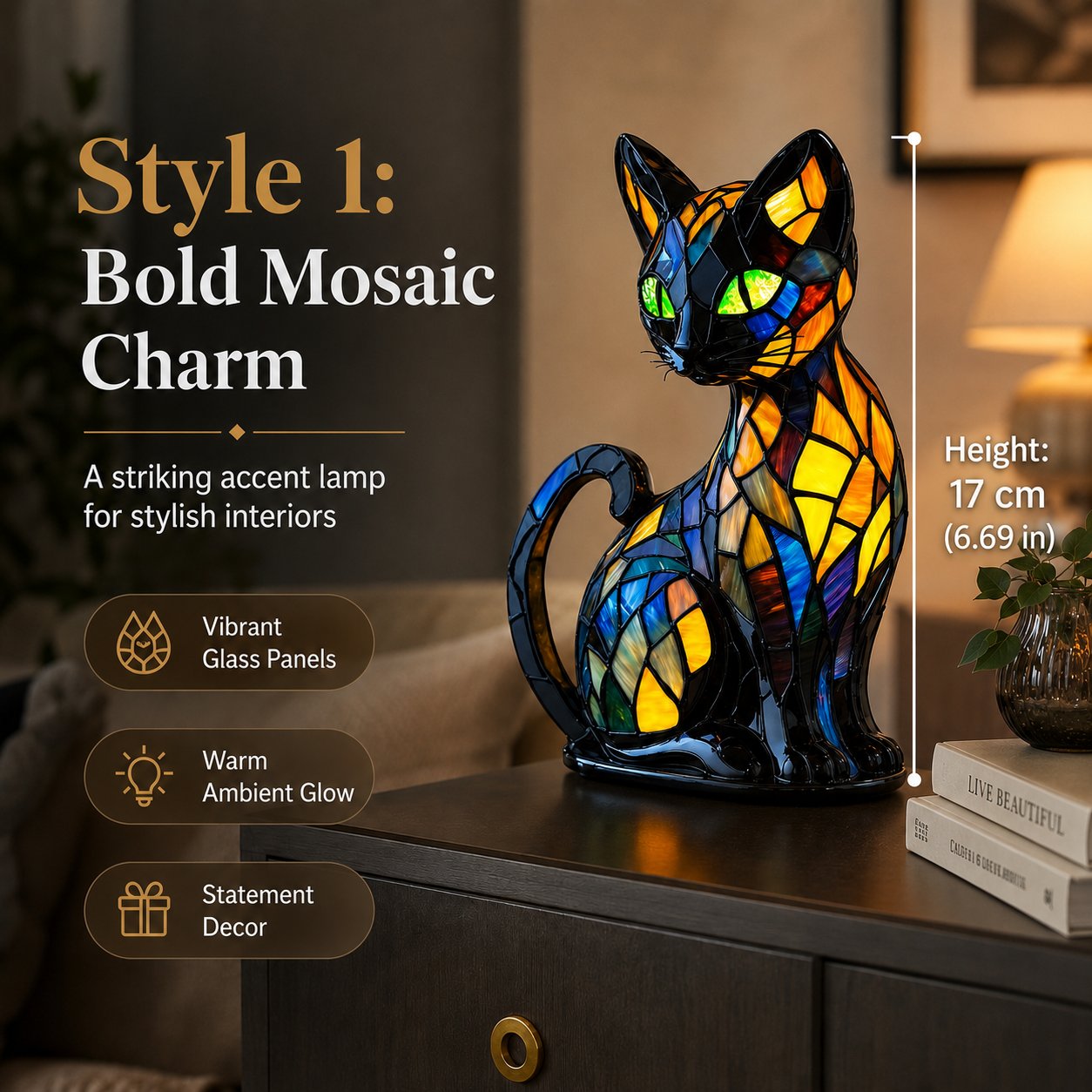 🐾 A Stained-Glass Cat Lamp That Makes Any Room Feel Magical ✨