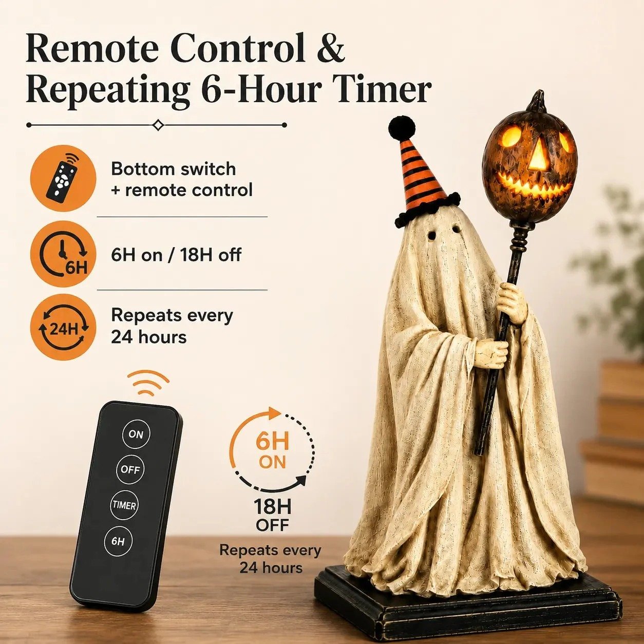 🎁🎉Only $29.99 This Week🌟👻Halloween Light-Up Pumpkin and Ghost Wand Ornament🎃