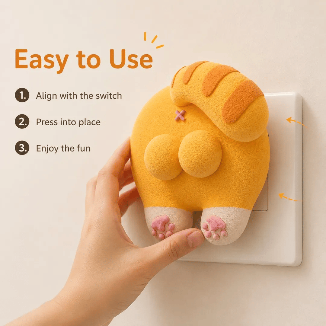 🐱 Funny Cat Butt Light Switch Cover — Press for a Purr-fect Glow! 💡