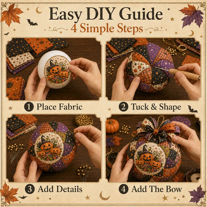 ⏳ Last Day 49% OFF – 🎃 Beginner-Friendly DIY Halloween Classics Patchwork Ornament Kit Collection | Complete Kit with Coordinated Fabrics, Ornament Form, Spooky Accents & Step-by-Step Guide Included 💕