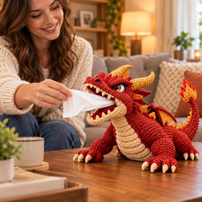 Fantasy Crochet Tissue Box Cover DIY Kit | Pull Tissues From a Dragon’s Mouth or Turtle’s Volcano
