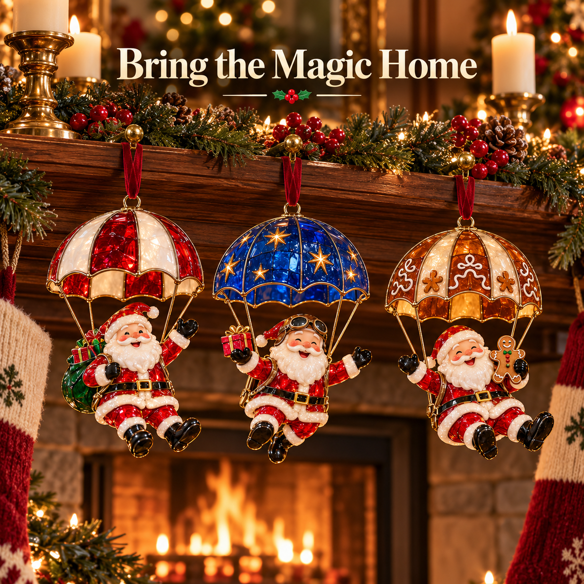 Parachuting Santa Christmas Ornaments – 6 Whimsical Holiday Designs