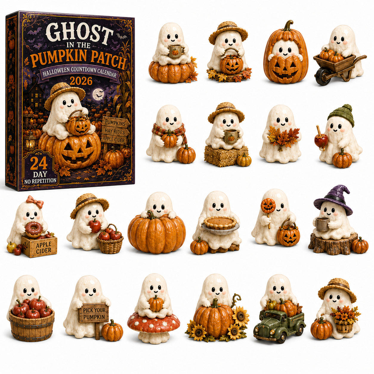 All 24 Ghost in the Pumpkin Patch Halloween miniature characters