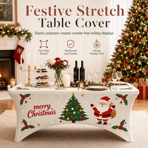 🎄 Christmas Stretch Fitted Table Cover | 3 Colors & Sizes