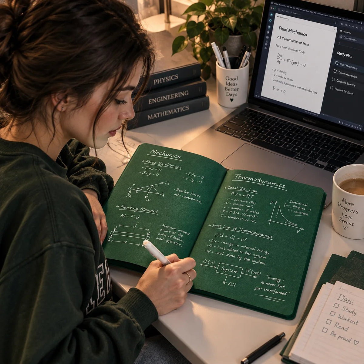 🔥HOT SALE 49% OFF - 📖Deep Green Blank Notebook with White Gel Pen | Aesthetic Writing & Sketch Journal