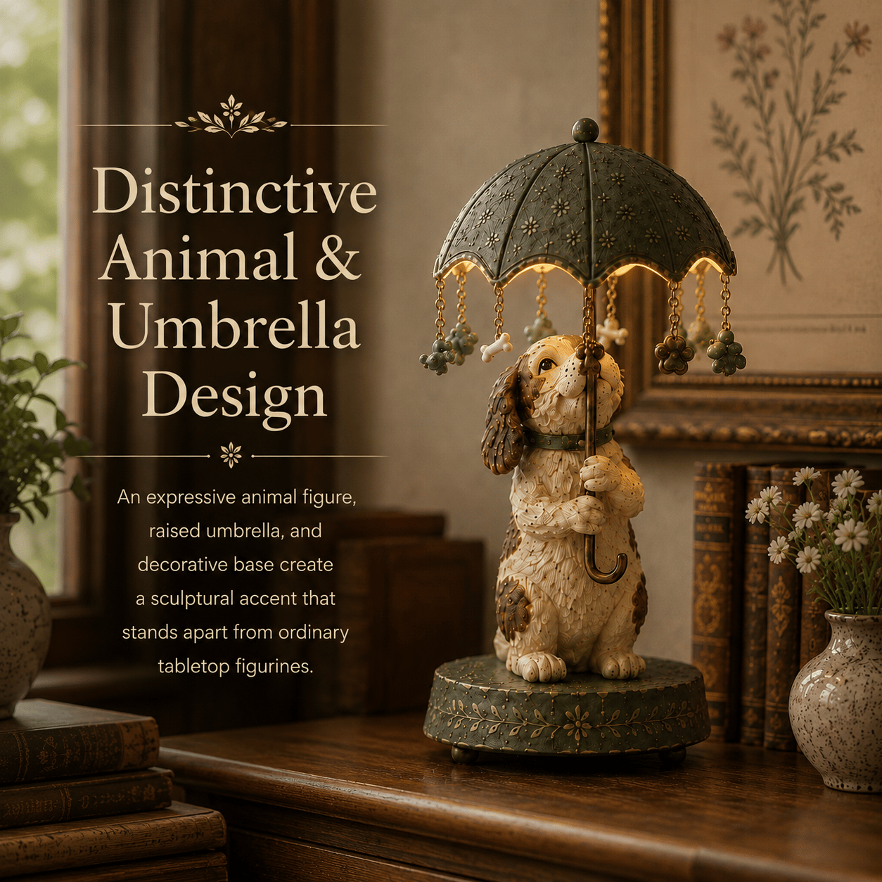 🎁 Vintage animal-shaped lamp with a rotating shade