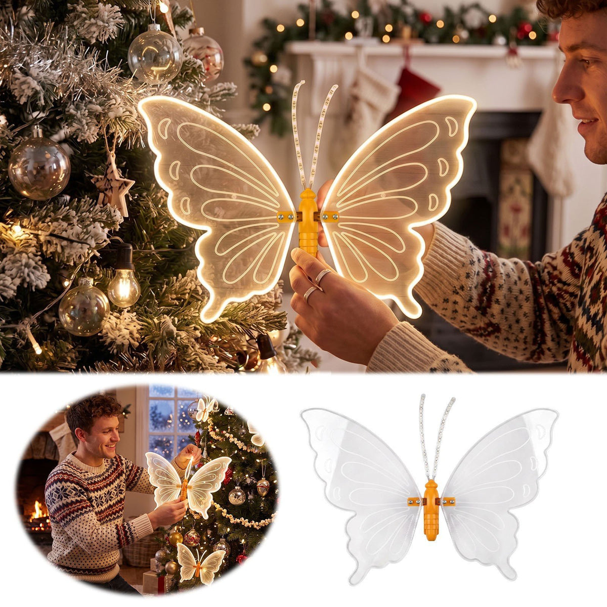 Christmas Butterfly Light, Flapping Luminous Garden Stake