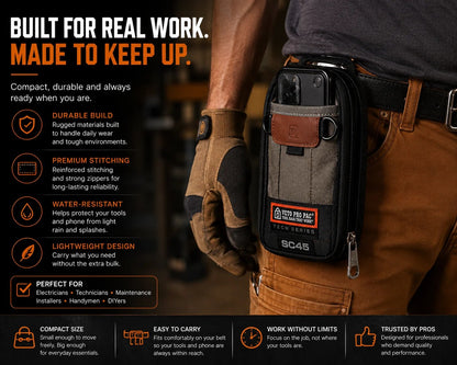 🔧 Compact Technician Tool Pouch with Phone Pocket & Dual-Layer Storage