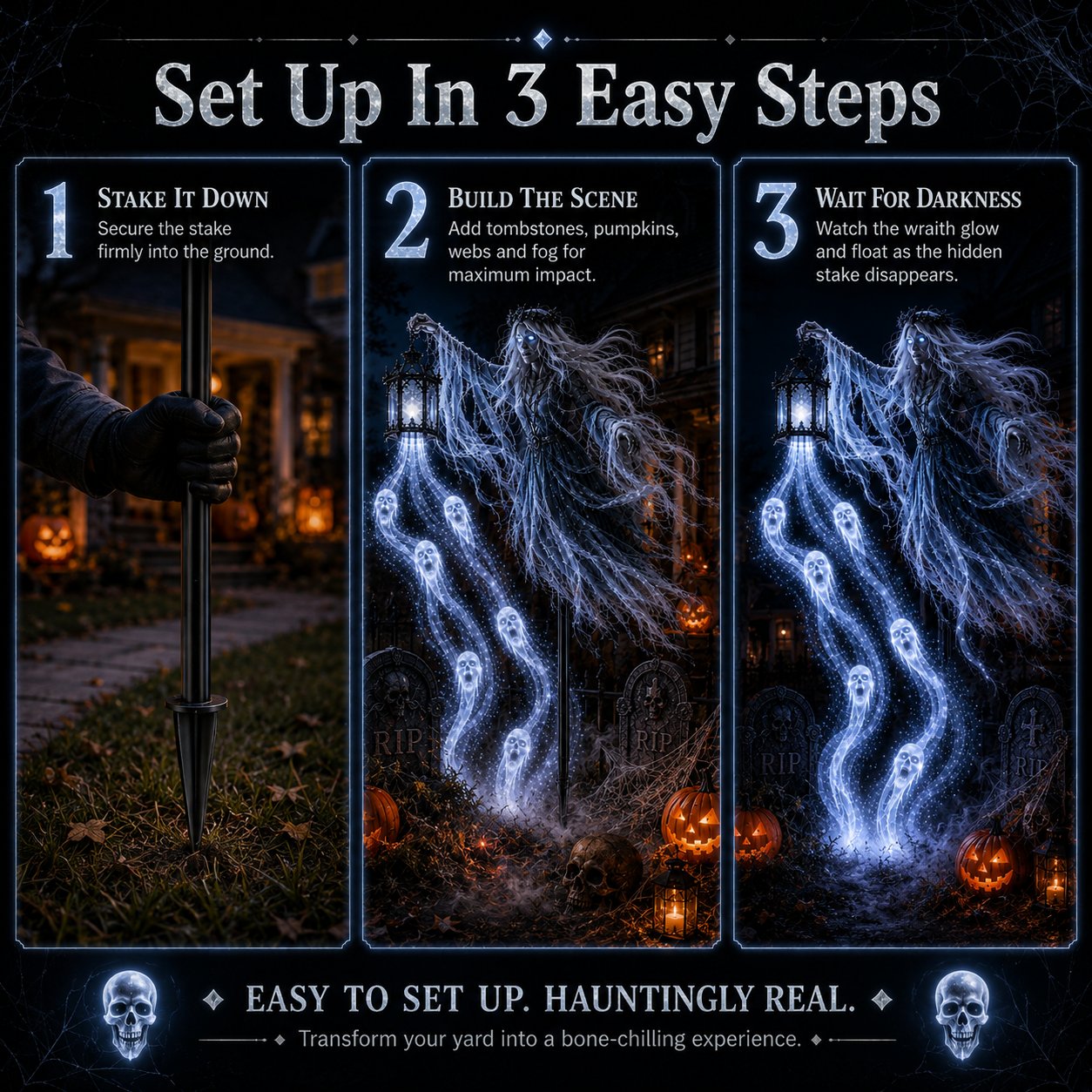 Soul Harvester Floating Wraith Light – Cold-White Halloween Yard Decor