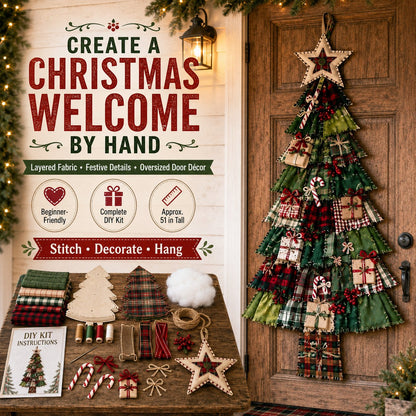 ⏳ Last Day 49% OFF – 🎄Beginner-Friendly DIY Oversized Patchwork Christmas Tree Door Hanging Kit | Complete Kit with All Tools & Step-by-Step Guide Included 💕