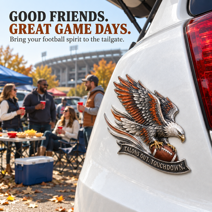 🦅 'Talons Out. Touchdown!' Premium Metal Eagle Car Emblem 5.9“*5.9” | The Ultimate Football Fan Decal