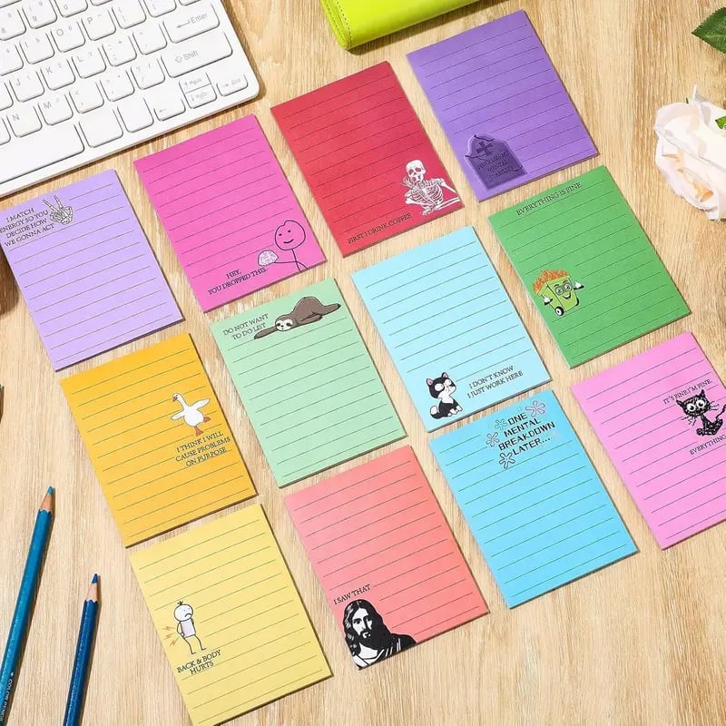 😂 12-Pack Sarcastic Office Sticky Notes – Funny Coworker Memo Pads & Hilarious Desk Gifts