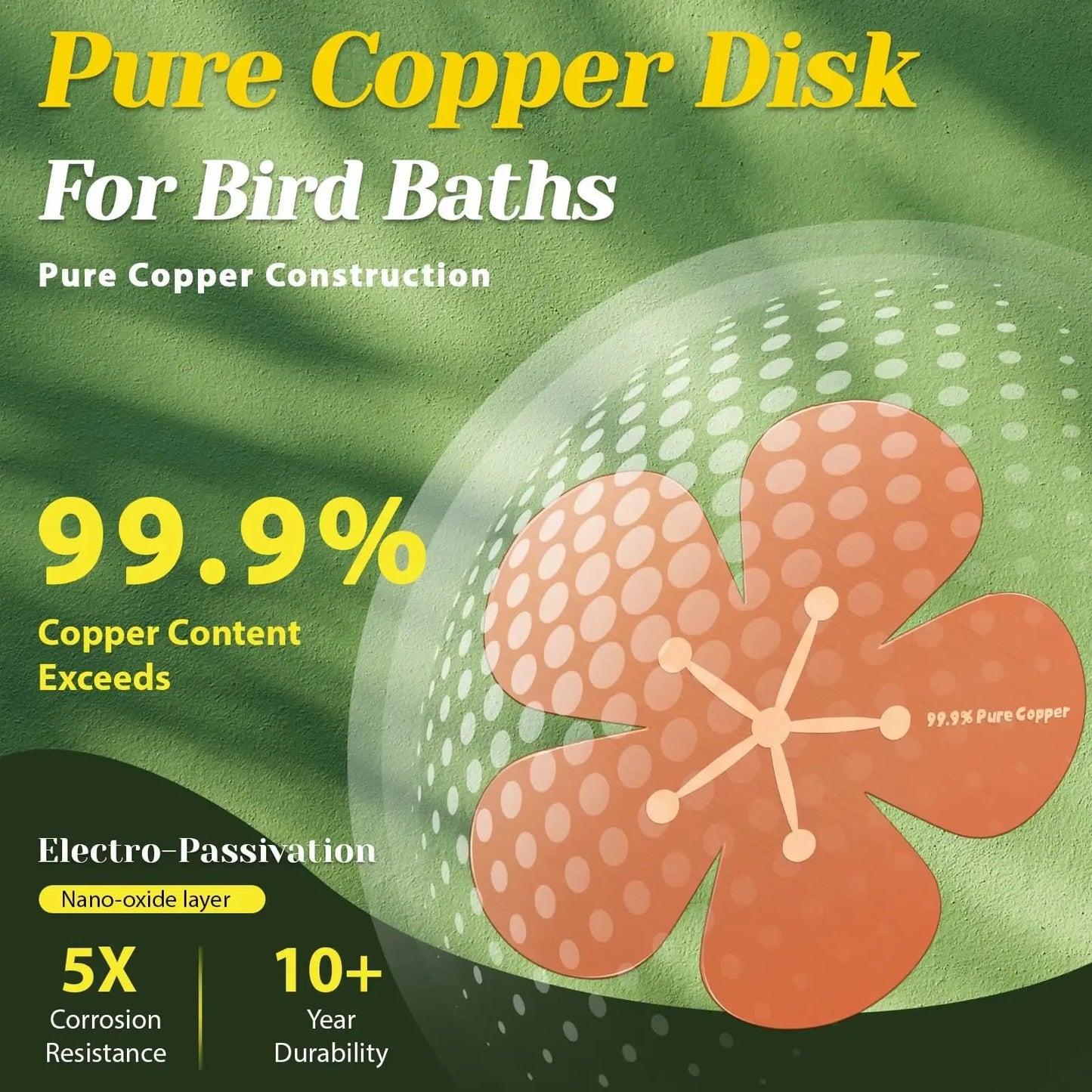 3Pcs Copper Cleaning Discs for Bird Baths