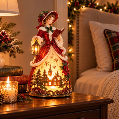 🎄 Victorian Christmas Caroler Lady Lamp | Lighted Tabletop Decor
