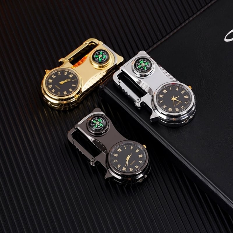 Multifunctional lighter with watch🔥 — — Watch/compass/keychain/bottle opener/cool lamp in one