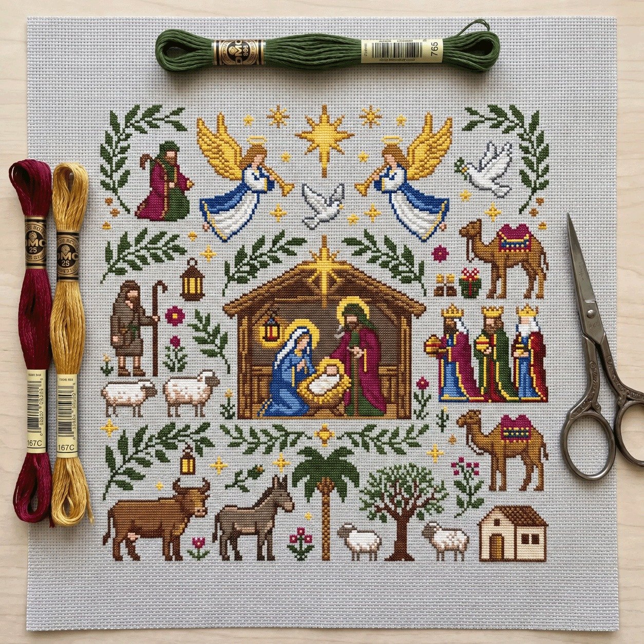 🔥LAST DAY 50% OFF - ✝️🧵Nativity Cross Stitch Kit